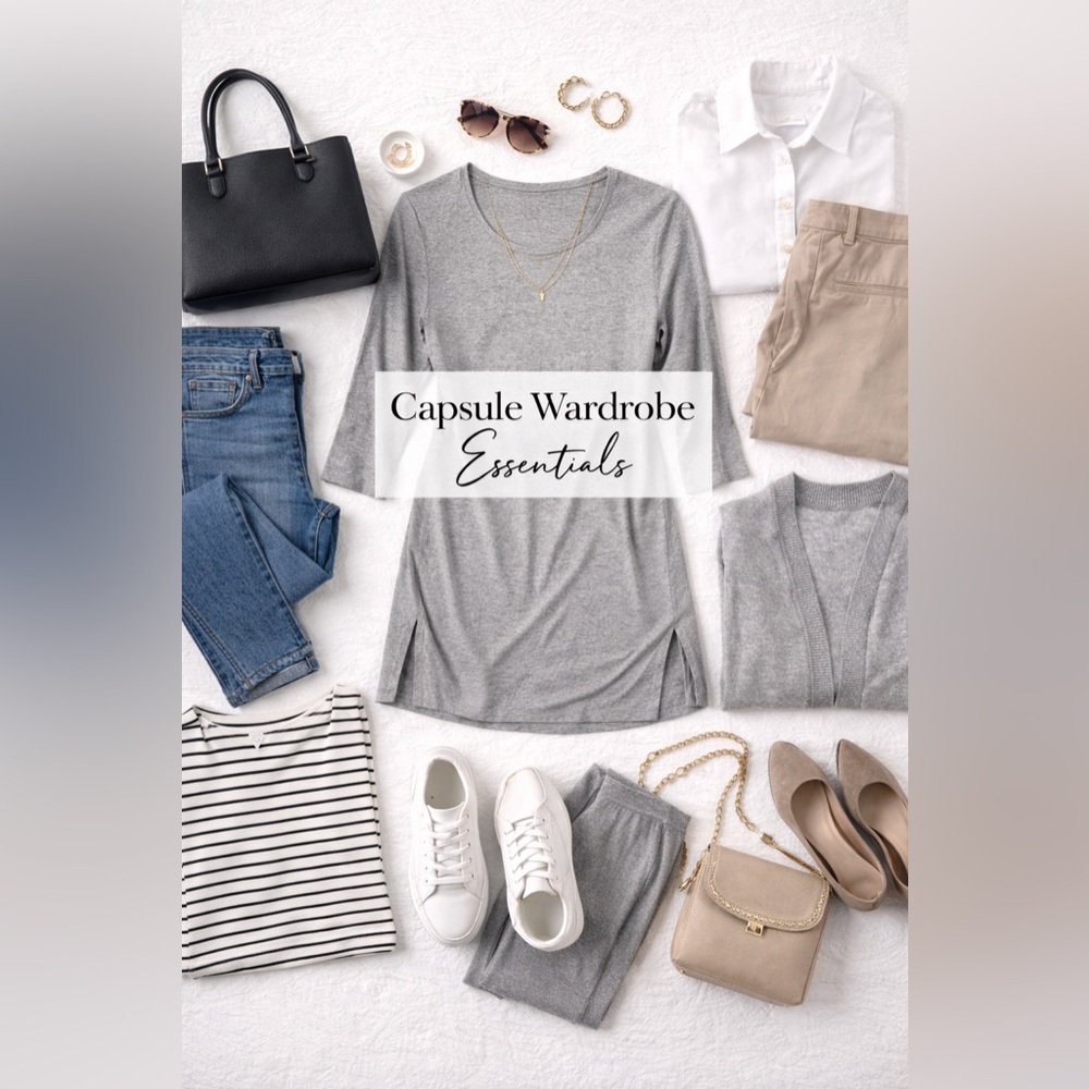 Andrea Jovine Gray Stretch Tunic Top XL – 3/4 Sleeve Soft Jersey Knit Side Slits - Picture 2 of 12